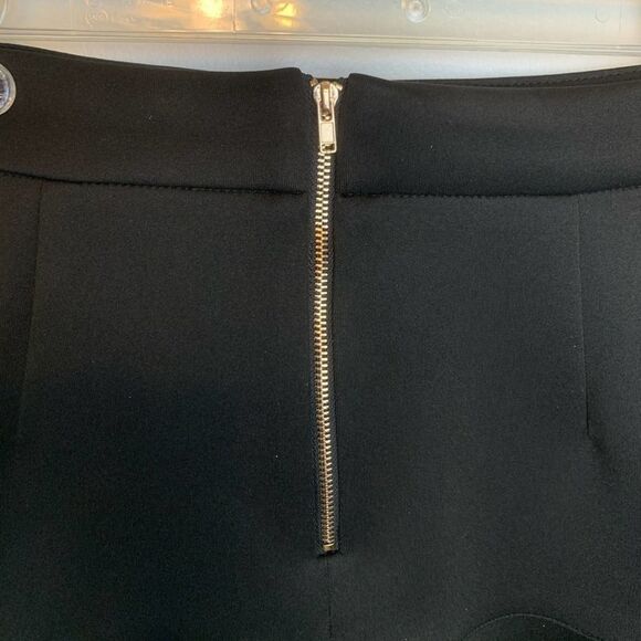 Shine Star Skirt Mini solid Black Pleated Skater Zip Up high waisted size L - Picture 5 of 9